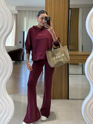Wine Luxe Suede Co-ord Set