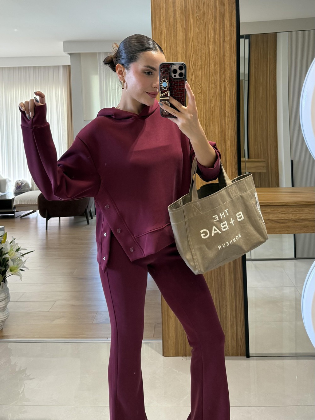 Wine Luxe Suede Co-ord Set