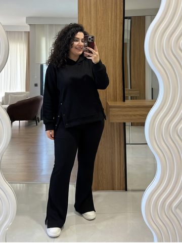 Noir Luxe Suede Co-ord Set – Plus Size (Black)