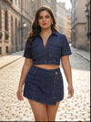 Denim Edge Wrap Skort Set