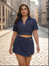 Denim Edge Wrap Skort Set