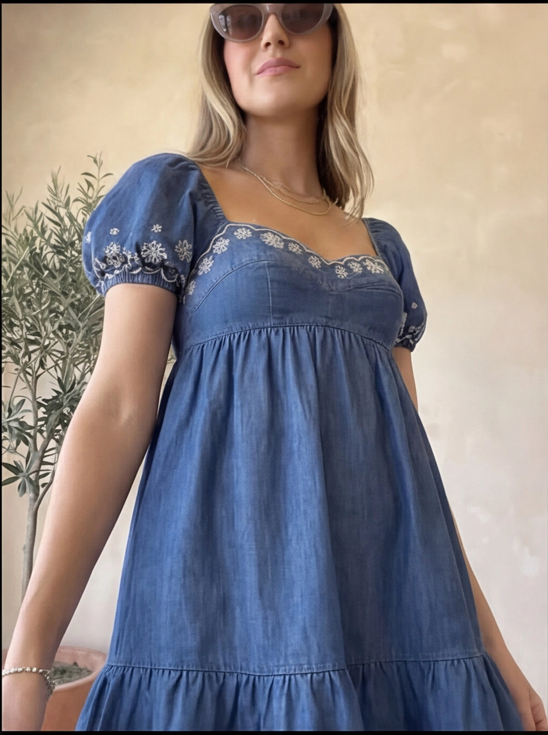 Indigo Bloom Embroidered Dress