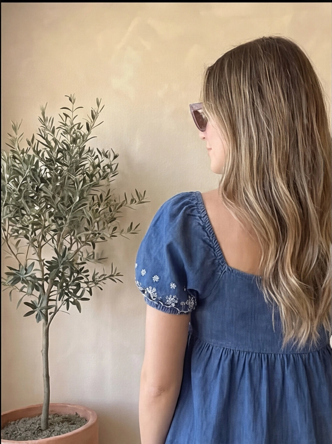 Indigo Bloom Embroidered Dress