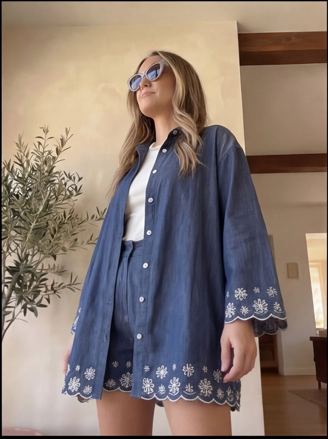 Indigo Bloom Shorts Set