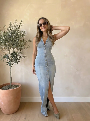 Denim Hourglass Maxi Dress